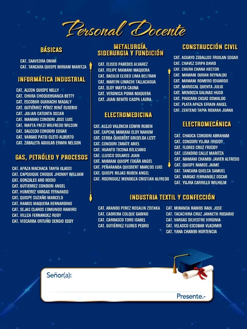 Contraportada del programa de graduación 2025