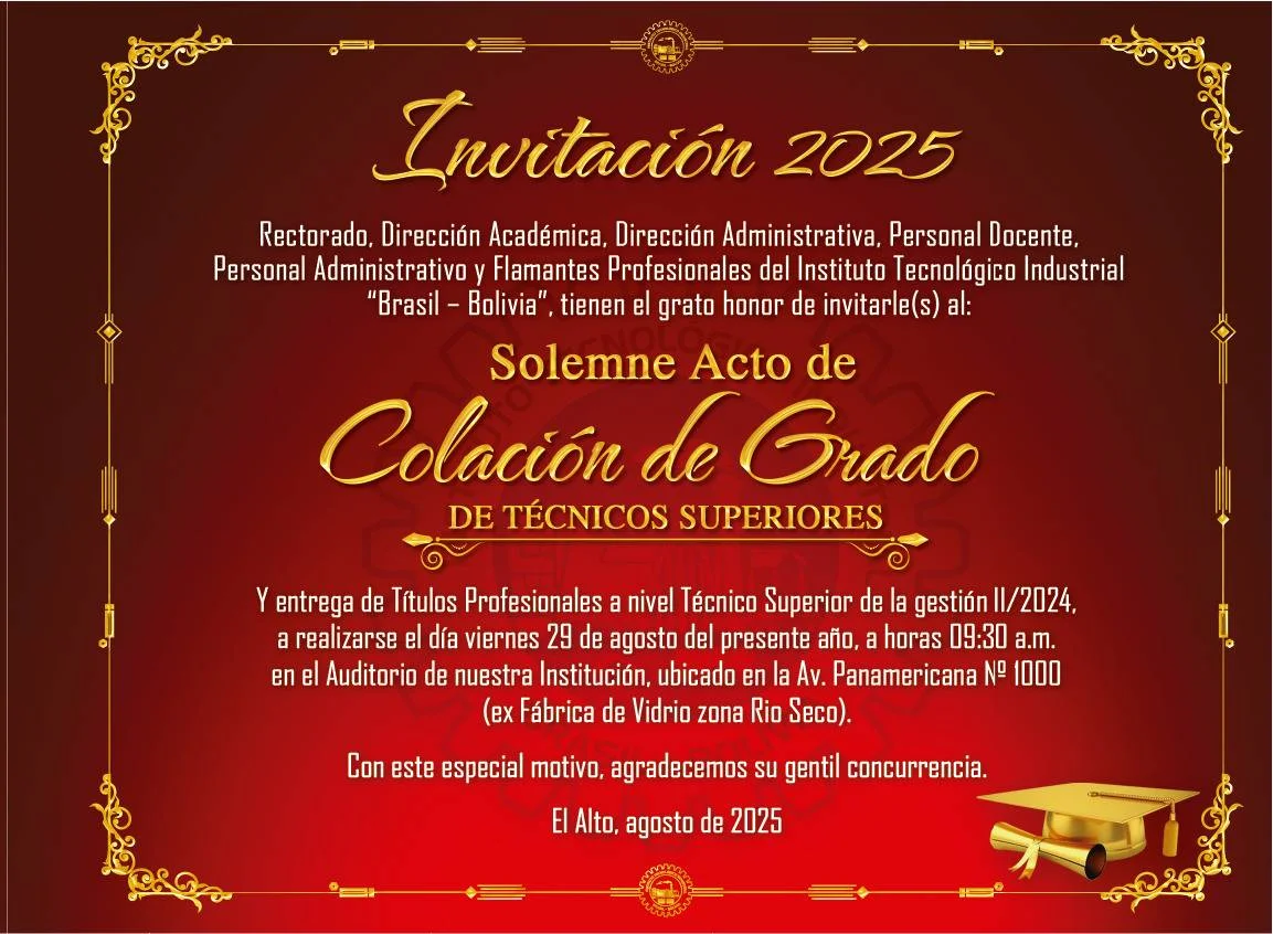 Invitación oficial al Acto de Graduación 2025 del ITIBB
